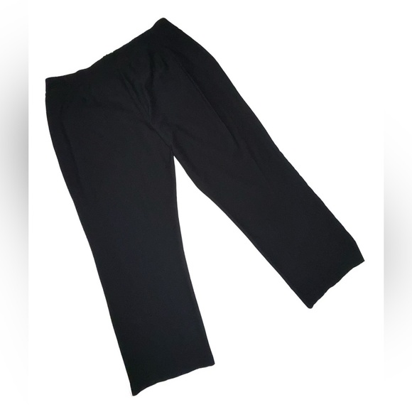Eileen Fisher Cropped Crepe Wide Leg Pants Black (Large) lightweight workwear - Picture 2 of 9